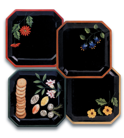 Tropical Collection Set of 4 Dinner Plates 11" Sq.